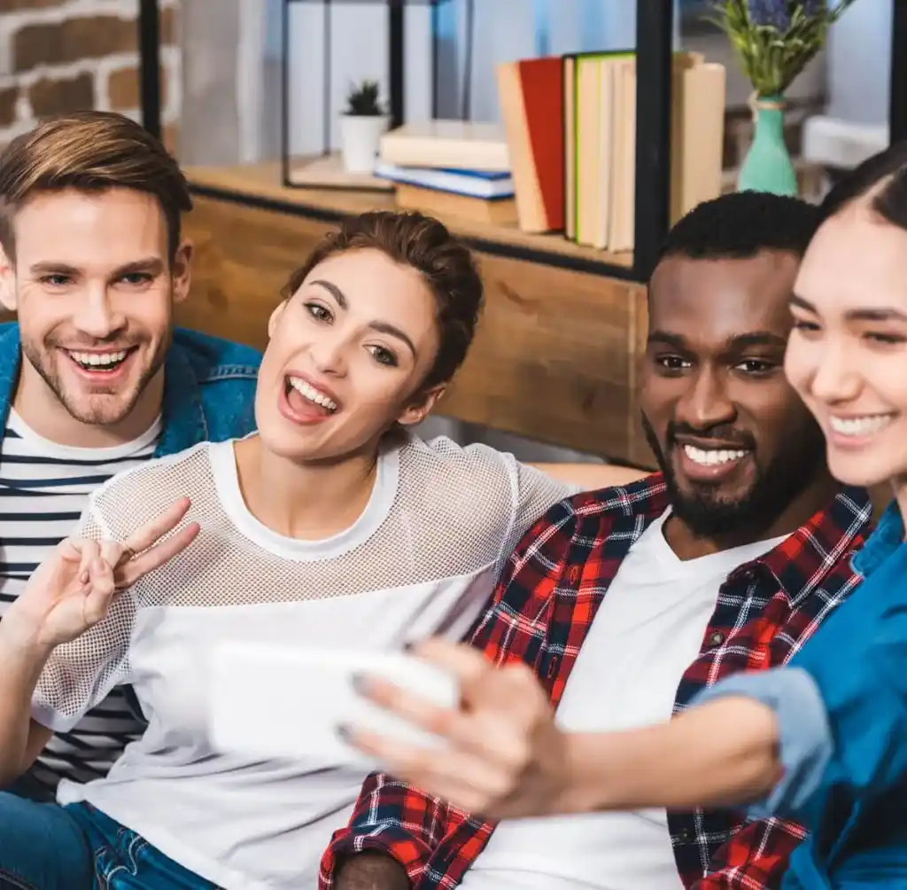 freinds taking a selfie with perfect smile